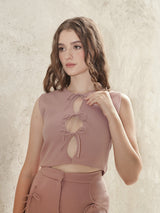 Monstera Top - Dusty Pink