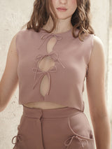 Monstera Top - Dusty Pink