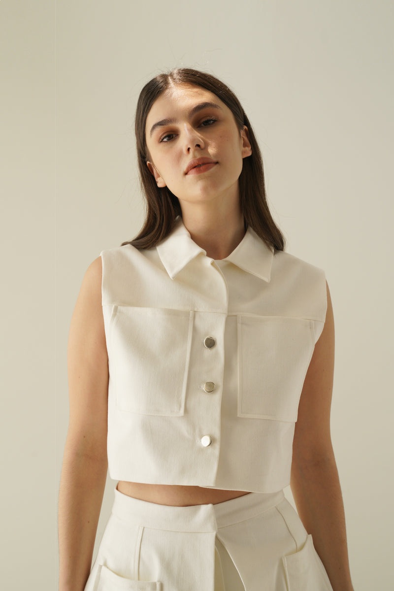 Timeline Top - White Denim